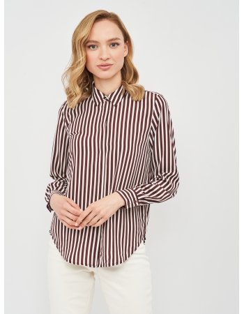 Блуза H&M 38, біло бордовий смужка (54909)