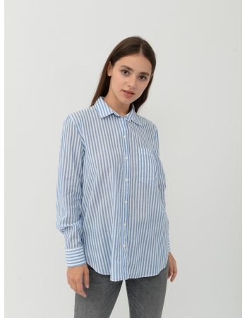 Рубашка H&M 36, бело голубой полоска (40491)