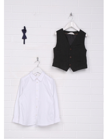 Комплект (рубашка, жилет, бабочка) H&M 122см, белый (31235)