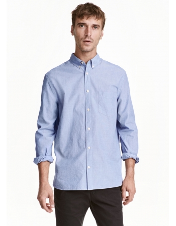 Рубашка H&M S, голубой меланж (36329)