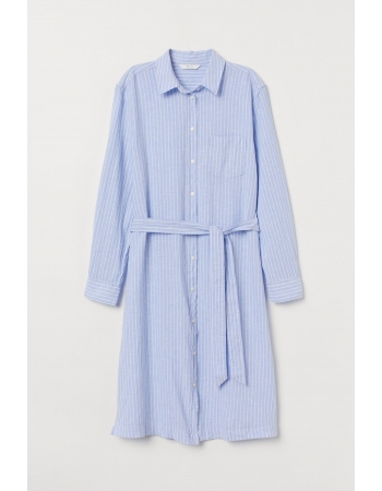 Платье рубашка H&M 34, бело голубой полоска (63221)