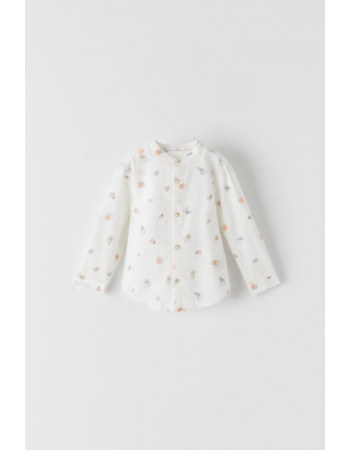 Рубашка Zara 86см, белый листики (65702)