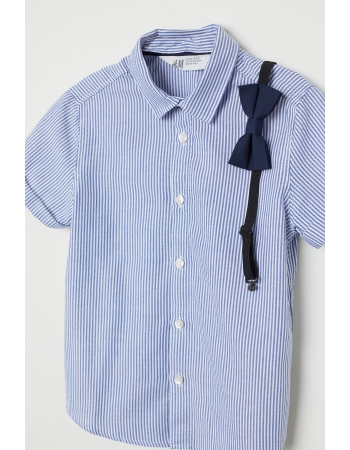 Рубашка H&M 140см, синий полоска (21176)