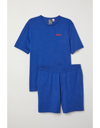 Піжама (футболка, шорти) H&M L, синій меланж (50037)