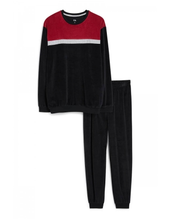 Пижама (свитшот, брюки) C&A S, черно красный (71489)
