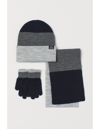 Комплект (шапка, шарф, перчатки) H&M 134 152см, темно серый (44012)