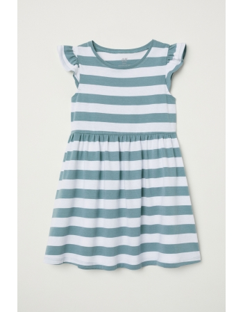 Платье H&M 110 116см, бело зеленый полоска (41897)