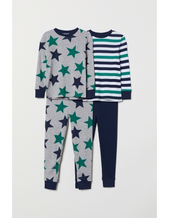 Пижама (кофта, брюки) 2шт H&M 134 140см, синий полоска,серый звезд (25386)
