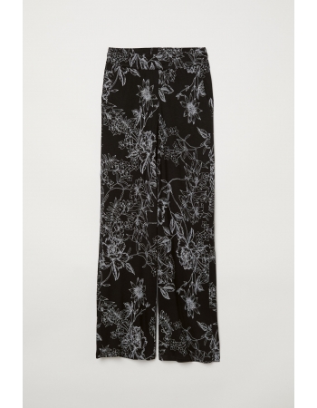 Брюки H&M S, черный цветы (38816)