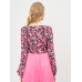 Блуза H&M 36, черно розовый цветы (53348)