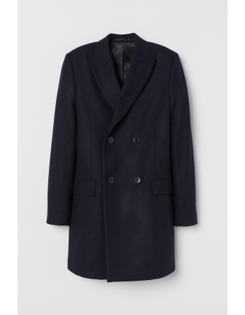 Пальто шерстяное H&M 50, темно синий (43581)