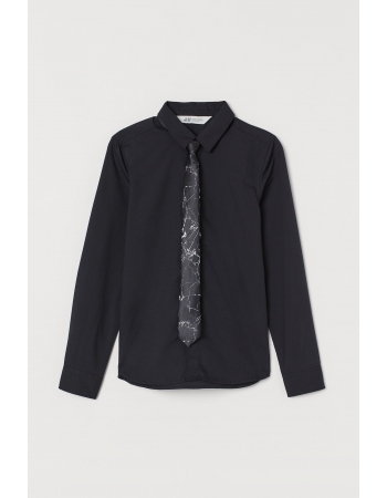 Рубашка с галстуком H&M 140см, черный (54311)