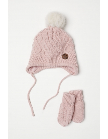 Комплект (шапка, варежки) H&M 86 92см (49), светло розовый (45834)