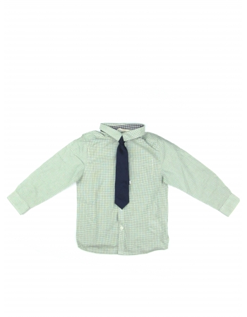 Рубашка с галстуком H&M 104см, зеленый клетка (31241)