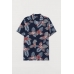 Рубашка H&M L, темно синий цветы (38379)