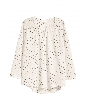 Блуза H&M M, белый листики (39534)