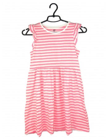 Платье H&M 134 140см, бело розовый полоска (27866)
