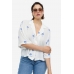 Блуза H&M S, белый пальмы (70589)
