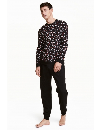 Пижама (лонгслив, брюки) H&M M, черный (41112)