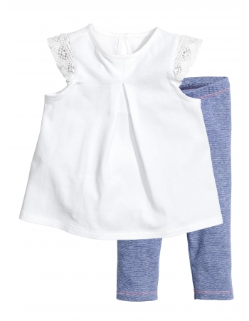 Комплект (блуза, легінси) H&M 68см, білий, синій (42255)