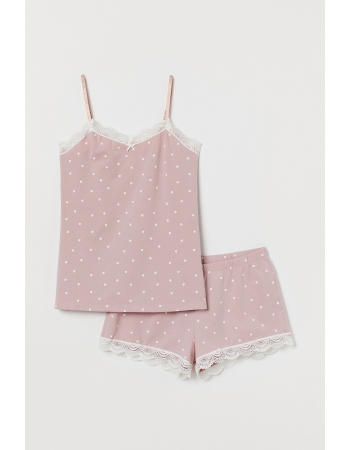Пижама (майка, шорты) H&M S, пудровый горох (38047)