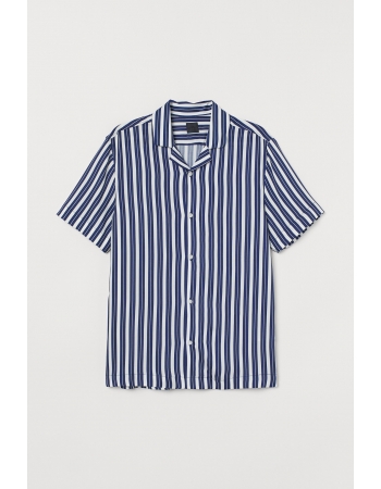 Рубашка H&M L, бело синий полоска (41104)