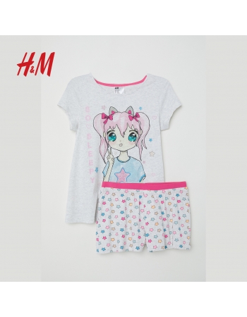 Піжама (футболка, шорти) H&M 134 140см, сірий (7726)