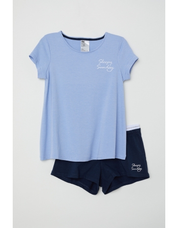 Пижама (футболка, шорты) H&M 134 140см, голубой (19279)