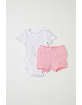 Комплект (боди, шорты) H&M 50см, белый, розовый (23848)