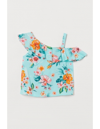 Блуза H&M 158см, бірюзовий квіти (53359)
