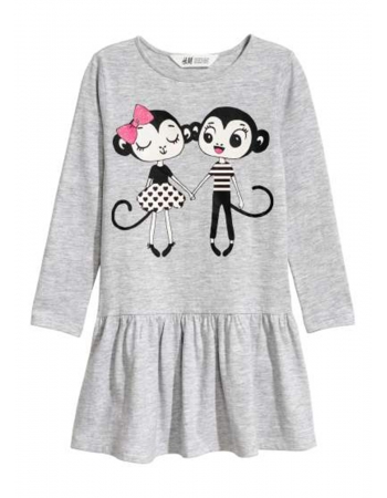 Платье H&M 122 128см, серый обезьянки (27857)