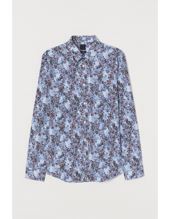 Рубашка H&M M, голубой цветы (68624)