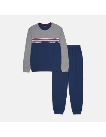 Пижама (лонгслив, брюки) C&A M, сине серый полоска (72030)