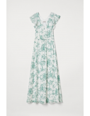 Платье H&M 34, бело зеленый цветы (57814)