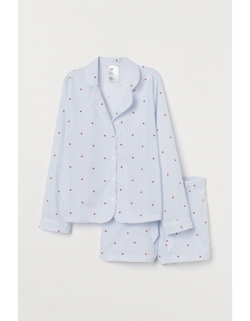 Піжама (сорочка, шорти) H&M S, блакитний сердечки (46116)