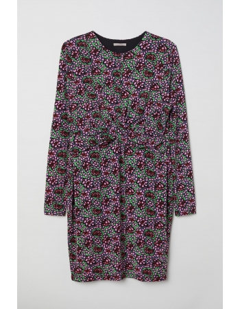 Платье H&M 48, черно розовый цветы (65573)