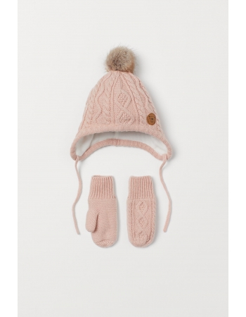 Набір (шапка, рукавички) H&M 74 80см (46 48), світло рожеве (60355)