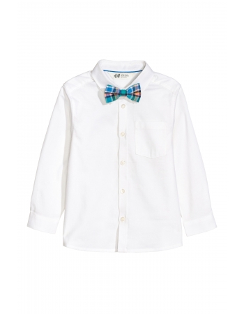 Комплект (рубашка, бабочка) H&M 122см, белый, комбинированный (31867)