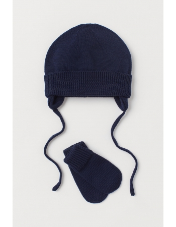 Комплект (шапка, рукавиці) H&M 74 80см (46 48), темно синій (60558)