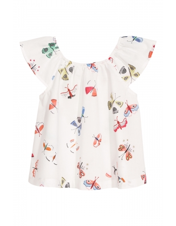 Блуза H&M 92см, белый бабочки (23129)