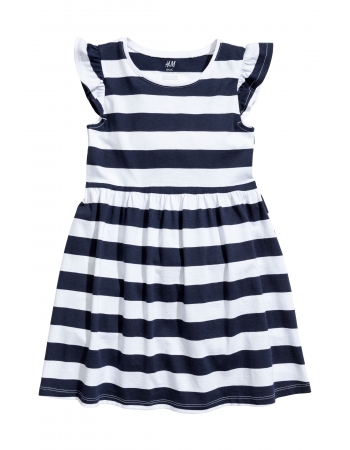 Платье H&M 134 140см, бело темно синяя полоска (15466)