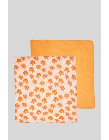 Платок (2шт) C&A 60х60см, оранжевый цветы (62317)