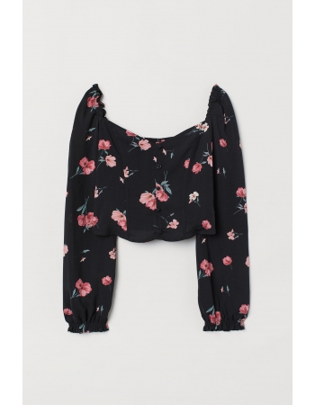 Блуза H&M 36, черный цветы (52200)